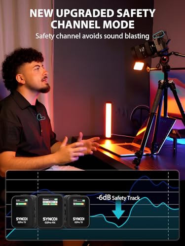 SYNCO G2(A2) Pro Dual Wireless Lavalier Mic with Charging Case 48KHz 24Bit for Vlogging Live Streaming Interviews Lapel Microphone 656FT for Camera Smartphone Tablet | 48kHz/24-bit audio, 656ft wireless range, noise reduction for cameras, phones and table