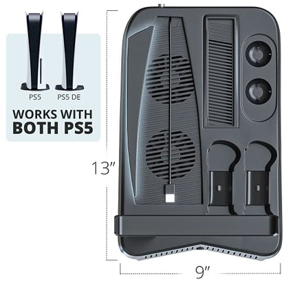 Skywin PSVR Charging Station Display Stand for PlayStation PS5, Black, Cool Headset and Controller Charger Hub with Fan Idea