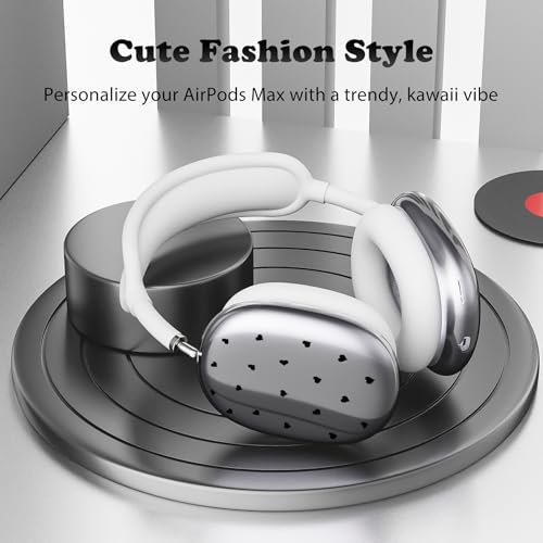 for AirPods Max Headphones Love Heart Ear Covers for AirPods Max 2 | Cute Clear Ear Cups Cover | White Silicone Ear Pad Case Headband Cover for Apple AirPods Max 2/1 (2026/2024/2020) - color: Heart E/White