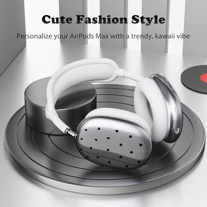 for AirPods Max Headphones Love Heart Ear Covers for AirPods Max 2 | Cute Clear Ear Cups Cover | White Silicone Ear Pad Case Headband Cover for Apple AirPods Max 2/1 (2026/2024/2020) - color: Heart E/White