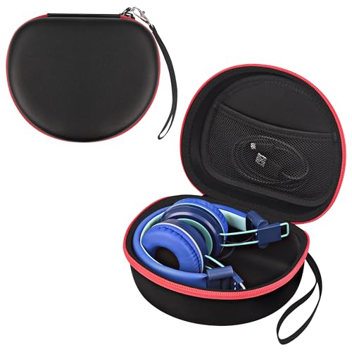 Hard Kid Headphone Case for ICLEVER BTH12/BTH26/HS19,Acer Kids,JoySpark | Also for EarFun k1 K2/AILIHEN C8/Candy Bila/Botesty Sound Kid Foldable Headphone, Hard Shell EVA,Handle Strap,Mesh Pocket - color: BLACK