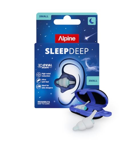 Alpine SleepDeep Reusable Earplugs for Sleeping | Earbuds for Side Sleepers | Small 27dB SNR |Ultra Soft Ear Plugs For Noise Reduction|Silicone-Free| Ear Protection |Travel Essentials Airplane Essentials - style: S