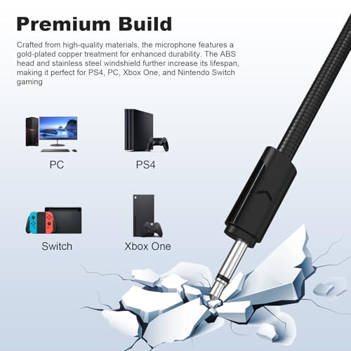 Toxaoii Replacement Microphone Compatible with JBL Quantum 100/350/100P/100X/360P Gaming Headset 2.5mm Detachable 100 Boom Microphone Piece Noise Cancelling with Foam for PC, Xbox One, PS4, PS5
