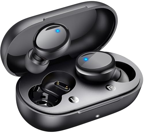 Lanteso Wireless Earbuds, Bluetooth Ear Buds with Mics Clear Call Touch Control IPX5 Waterproof in Ear Headphones with Bass Sound for iPhone Android,Workout-Glossy Black - color: Glossy Black