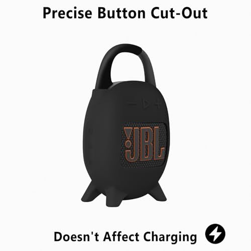 Geiomoo Silicone Carrying Case for JBL Clip 5, Protective Portable Scratch Shock Resistant Cover (Black) - color: Black