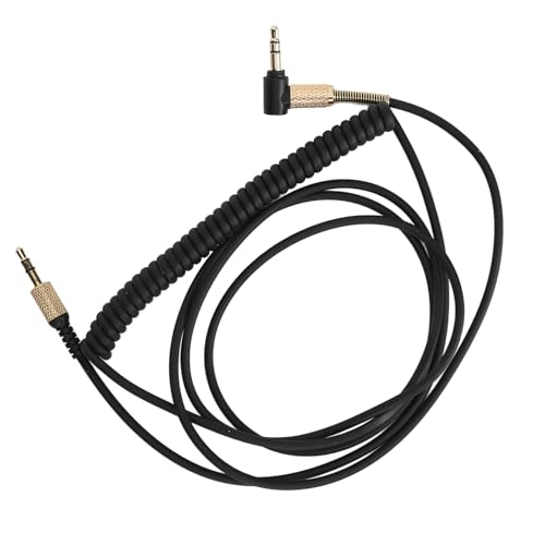 Qinlorgo Headphone Cable, Gold Plated 3.5mm Male to Male Coiled Audio Aux Cord with Premium Steel Spring Relief, Ideal for Monitor 2 II Mid A.N.C Major 3 III IV 4 Bluetooth Headphones