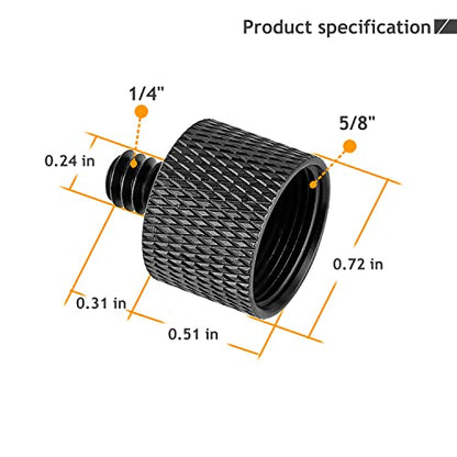 5/8 to 1/4 Adapter, Mic Thread Adapter 5/8" Female to 1/4" Male for Mic Stand, Camera Monitor, Tripod, Microphone Holder 2 Pack - size: 1/4 2pc