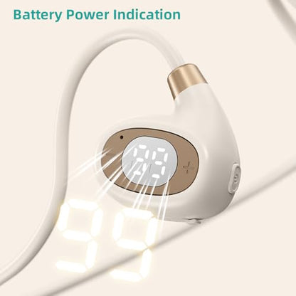 IHAO Open Ear Air Conduction Headset Wireless Bluetooth Sport Headphones with Mic Earphone Lightweight Painless Wearing Sweatproof Earpiece Stereo Earphone for Running Hiking Bicycling-HY 30 Off-White - color: HY 30 Off-White