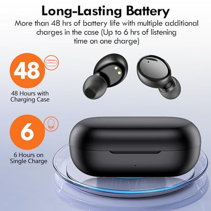 Lanteso True Wireless Earbuds Bluetooth 5.4, in Ear Headphones | 48H Playtime,Light Weight, Built in Mic, Premium Sound with Deep Bass, Clear Calls for Sports Workout, Black - color: Black