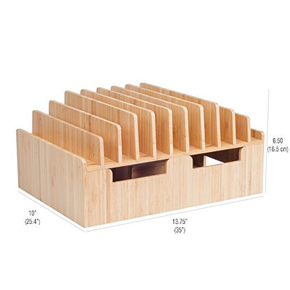 MobileVision Bamboo 10-Port Charging Station & Compatible Adapter for Apple Watch Combo for use with Watch, Smartphones & Tablets - color: Stand + Apple Watch Adapter