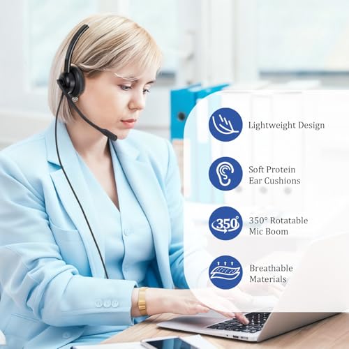 Wired USB Computer Headset with Mic Noise Cancelling & in-line Controls