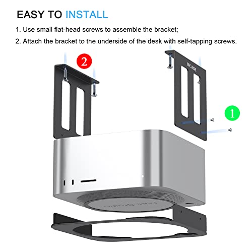IFCASE Aluminum Under Desk Mount for Mac Studio M4 M3 M2 M1 Max, Ultra with Anti-Scratch Pad (Black) - color: Black