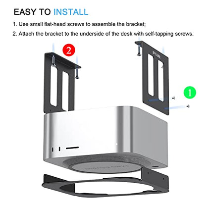 IFCASE Aluminum Under Desk Mount for Mac Studio M4 M3 M2 M1 Max, Ultra with Anti-Scratch Pad (Black) - color: Black