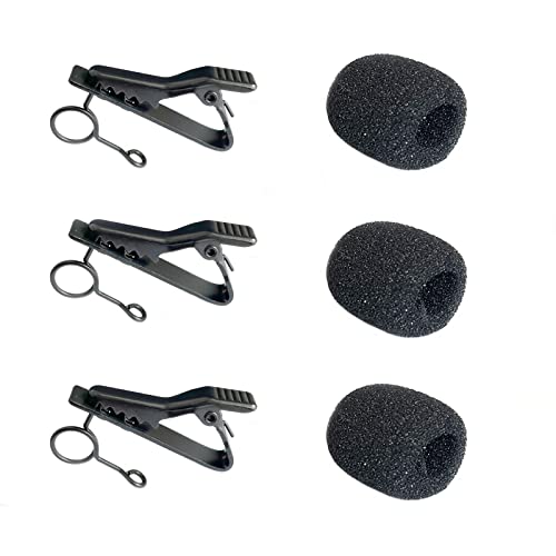 3pcs Lavalier Microphone Metal Tie Clips 3pcs Windscreen Foam Covers | 0.75mm Lapel Microphone Replacement Kit, Metal Lapel Mic Clips Sponge Cover Kit - color: 7.5mm