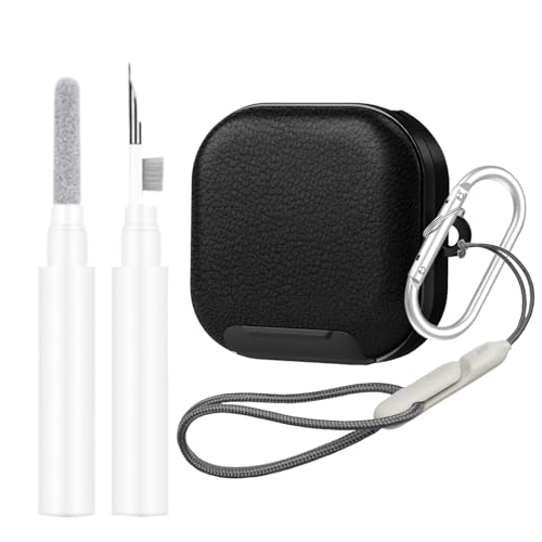 Kickstand Case Compatible with Samsung Galaxy Buds 4 /Buds 4 Pro Keychain | Lanyard Cleaning kit Soft TPU and Hard PC, Drop Shockproof Full Protection Cover for Women Men for Galaxy Buds 4 /Buds 4 Pro - color: Black