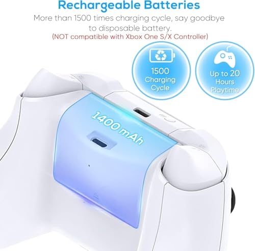 YUANHOT Vertical Xbox Series X Cooling Stand, Fan & 2-Battery Charger Dock | Includes 2*1400mAh rechargeable batteries, headset & disc storage,vertical fan cooling for Xbox Series X console & controller - color: White