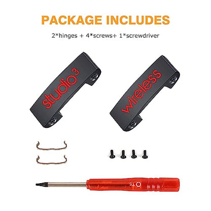 Studio 3 Replacement Parts as Same as the OEM Accessories Hinge Durable Repait Kit Compatible with Beats Studio3 (A1914), Studio2 Wired/Wireless, Studio Pro (A2924) Headphones (Defiant Black-Red) - color: Defiant Black-Red