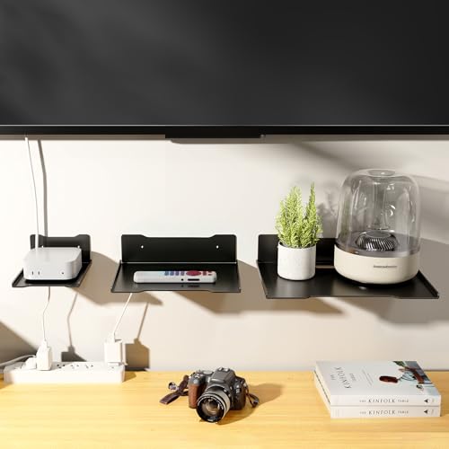 Heavy Duty Steel Floating Shelves, Wall Mounted Shelves for TV, Speaker, Cable Box, Router & Game Console, Space-Saving Storage Shelf for Living Room, Bedroom & Office (1PCS 6.7" x 9") - size: 1PCS 6.7" x 9"