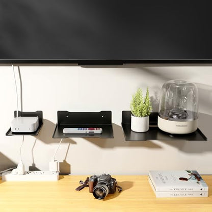 Heavy Duty Steel Floating Shelves, Wall Mounted Shelves for TV, Speaker, Cable Box, Router & Game Console, Space-Saving Storage Shelf for Living Room, Bedroom & Office (1PCS 6.7" x 9") - size: 1PCS 6.7" x 9"