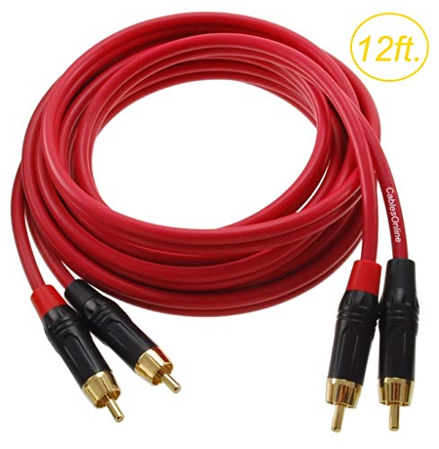 CablesOnline, 12ft. Two-RCA Male to Two-RCA Male Gold-Plated Ultra-Flexible Red Premium Audio Cable, AV-412QR - size: 12ft.