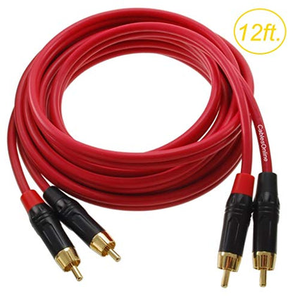CablesOnline, 12ft. Two-RCA Male to Two-RCA Male Gold-Plated Ultra-Flexible Red Premium Audio Cable, AV-412QR - size: 12ft.