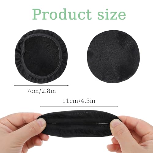 6pcs Fabric Headphone Ear Covers, Black Washable Ear Pad Covers Stretchable Earcup Spandex Headphone Protector Sweat Headset Cloth Fit 3.5" to 5.9