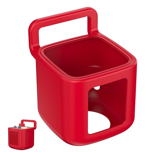 Silicone Protective Cover for Toniebox 2 Audio Player, Shockproof Anti Slip Silicone Case with Handle, Soft Easy Grip Cover, Easy to Clean Durable Sleeve (Red) - color: Red