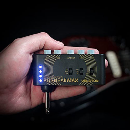 Valeton Rushead Max USB Chargable Portable Pocket Guitar Bass Headphone Amp Carry-On Bedroom Plug-In Multi-Effects - color: Guitar