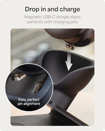 Mophie Max Dual Charging Stand for AirPods Max Headphones – Auto Sleep Mode, Premium Anti-Scratch Design, Magnetic USB-C for Effortless Alignment, Charges AirPods & Qi Devices