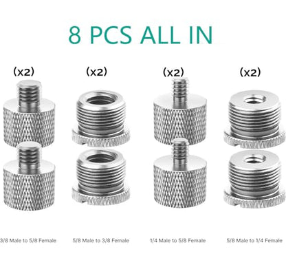 Mic Thread Adapter Kit, Slivery, 8Pcs - style: 8 pcs slivery