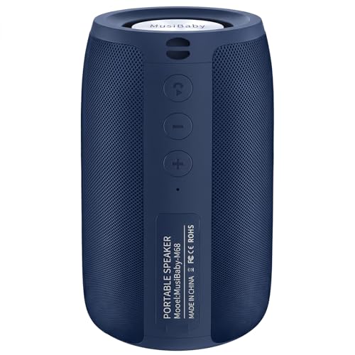 Musibaby M68 Bluetooth Speaker, 12W, IPX5, 24H Playtime, Dark Blue | Portable, small and compact with USB playback, AUX input, FM radio, TF card playback, up to 24H and dual pairing. - color: Dark Blue