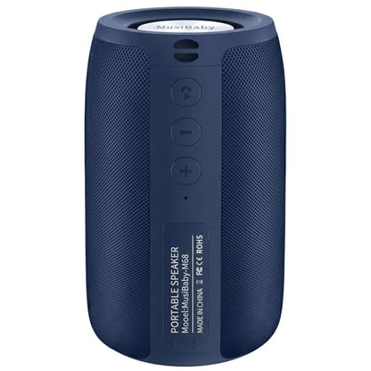Musibaby M68 Bluetooth Speaker, 12W, IPX5, 24H Playtime, Dark Blue | Portable, small and compact with USB playback, AUX input, FM radio, TF card playback, up to 24H and dual pairing. - color: Dark Blue