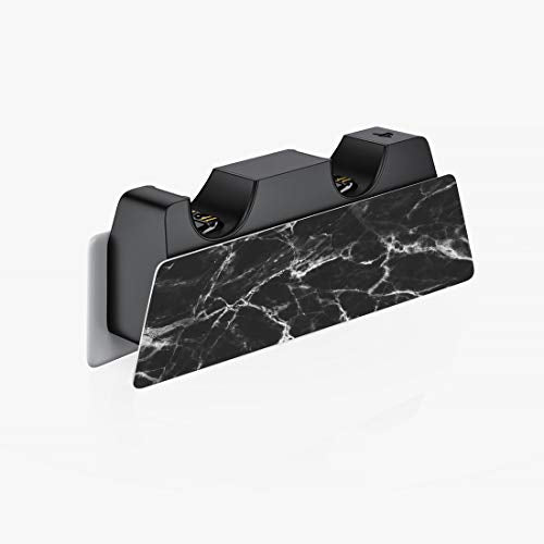 PlayVital Black White Marble Effect Full Set Skin Decal for ps5 Console Disc Edition, Sticker Vinyl Decal for ps5 Controller & Charging Station & Headset & Media Remote - color: Black White Marble