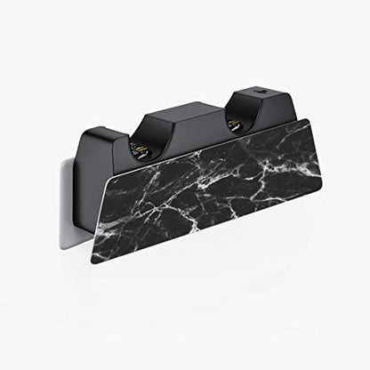 PlayVital Black White Marble Effect Full Set Skin Decal for ps5 Console Disc Edition, Sticker Vinyl Decal for ps5 Controller & Charging Station & Headset & Media Remote - color: Black White Marble