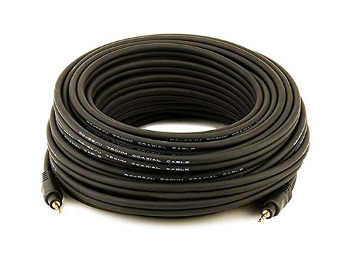 Monoprice Premium 3.5mm Male to 3.5mm Male Stereo Audio Cable - 22AWG, Gold Plated, 50 Feet, Black - size: 50 Feet