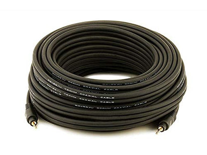Monoprice Premium 3.5mm Male to 3.5mm Male Stereo Audio Cable - 22AWG, Gold Plated, 50 Feet, Black - size: 50 Feet