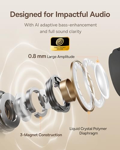 Baseus Bowie MC1 Open Ear Clip-On Earbuds, Adaptive Comfort with Anti-Drop Design, Impactful Sound with Adaptive Bass Boost, Adaptive Noise Cancelling Calls, IP57 Waterproof, 40H Playtime, Lightweight - color: Black