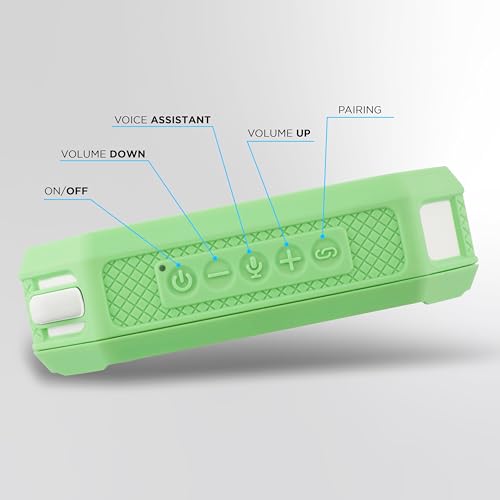 Altec Lansing Portable Bluetooth Speaker HYDRAMINI 2.0, IP67 Waterproof, Portable Speaker, 12h Playtime, Wireless Pairing, USB-C Quick Charge, Magnetic Bluetooth, Voice Assistant Integration - color: Sport Green/White