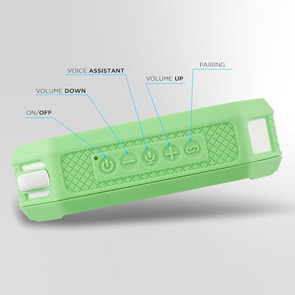 Altec Lansing Portable Bluetooth Speaker HYDRAMINI 2.0, IP67 Waterproof, Portable Speaker, 12h Playtime, Wireless Pairing, USB-C Quick Charge, Magnetic Bluetooth, Voice Assistant Integration - color: Sport Green/White