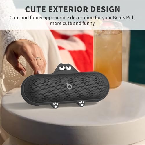 Kawaii Cute Case for Wireless Bluetooth Speaker, Compatible with Beats Pill, Anti-Scratch Protective Sleeve (Black) - color: Black
