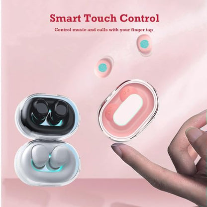 Xmenha Mini Invisible Small Bluetooth Earbuds Sleeping for Small Ears Low Profile Tiny Hidden Discreet Smallest Earbuds for Work Sleep Ear Buds Invisible Headphones Buds - color: Pink