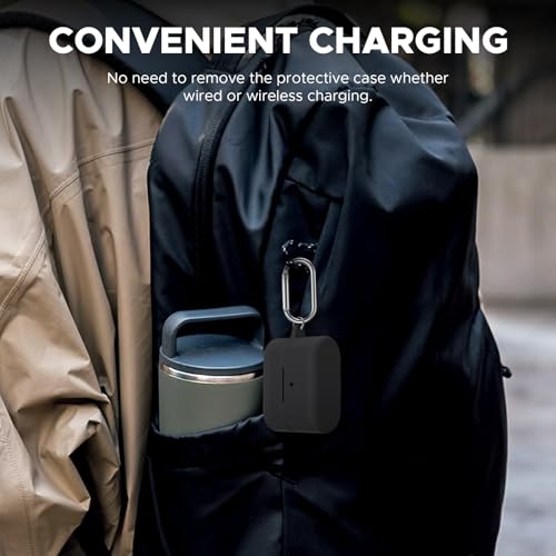 Soft Silicone Case for Sony WF-1000XM6 with Keychain&Cleaning Pen kit,Anti-Scratch Shockproof Protective Case Cover for Sony WF-1000XM6 Wireless Earbuds Charging Case (Black) - color: Black