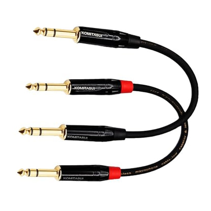 1/4 TRS Patch Cable, 6.35mm TRS Male to Male Balanced Stereo Audio Cable, 2 Pack of 1 Foot Balanced Cord