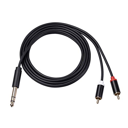 1/4 to RCA Cable, 1/4 inch TRS to Dual RCA Audio Cable, Gold Plated Copper Shell Heavy Duty 6.35mm 1/4 inch Male TRS to 2 RCA Male Stereo Audio Y Splitter Cable, 4.9 Feet