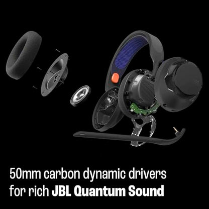 JBL Quantum 250 Wired Gaming Headset Spatial Sound Mic - White | Plug And Play 3.5mm Connection For PC, Xbox, PlayStation, Switch, With Detachable Boom Arm And Lightweight Over Ear Comfort - color: White