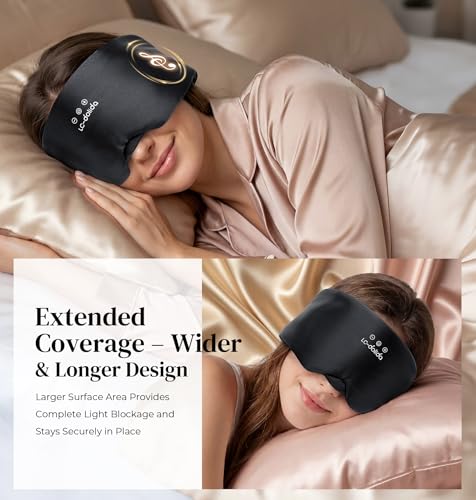 LC-dolida 3D Silk Bluetooth Sleep Mask, Mulberry Silk Sleep Mask with Bluetooth Headphones, Bluetooth Eye Sleep Mask for Side Sleepers, Total Blackout Bluetooth Eye Mask for Women Men, Black - color: Black