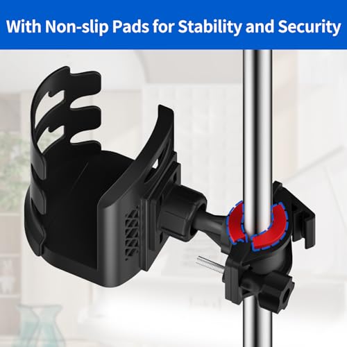Adjustable Mic Stand Drink Holder with 360° Rotate Microphone Stand Cup Holder - Universal Water Bottle Holder Clamp On Cup Holder for Mic Stand, Music or Drum Stands to Holds Cups, 2 Pack - size: 2 Pack