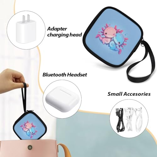 Cute Axolotl Carrying Earphone Case Pouch Storage Bag Holder-Earbud Case Headphones Storage Bag Pouch for Headphone, Bluetooth - color: Cute Axolotl