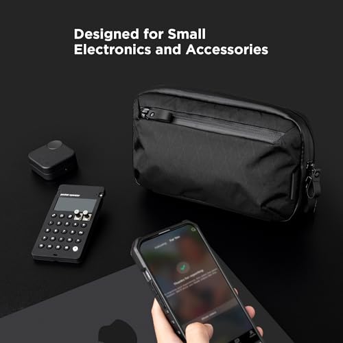 ALPAKA Elements Tech Case 미니 테크 파우치 1.5L 케이블 백 블랙 X-Pac VX42 | 내후성 원단, YKK 아쿠아가드 지퍼, 탈착식 어깨끈, 전자 제품 및 액세서리, 일상 업무 여행에 이상적 - color: 블랙-1.5L-X-Pac VX42