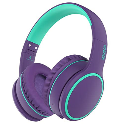 B10 Bluetooth Headphones Over Ear, 2 EQ Music Modes(Normal/Bass) and 50H Playtime Wireless Headphones with Mic, Lightweight Folding HiFi Stereo Headset for iPad/Travel/Tablet/PC/Home (Purple) - color: Purple